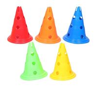HOLIDYOYO Set 5 Coni di Allenamento per 30 CM in Plastica Robusta Base Forata Marcatori di Campo per Percorso a Ostacoli e Agilità Calcio e Basket Adatti per Scuola e Allenamento
