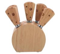 HOLIDYOYO Set Coltelli da Formaggio con Manico in Legno e Base | Acciaio Inossidabile, Stile Rustico per Tavole di Salumi, Presentazione Ordinata su Piano, per Formaggi Morbidi