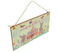 HOLIDYOYO Targa di Pasqua Legno con Coniglio Pasquale Decorazione per Porte e Pareti Stile Rustico per Interni Ed Esterni Perfetta per La Pasqua e La Decorazione della Casa
