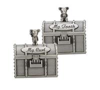 Holigie 1 par de joyeros para dientes de bebé, caja de colección de pelo con forma de ratón, adorno de artesanal, adorno de exquisito, caja de cofre del tesoro adornada para
