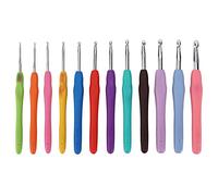 Holigie 12 Piezas Ganchos de Ganchillo, Agujas Mango de Goma Suave Juego de Agujas de Tejer de Diferentes tamaños para Principiantes Experimentados Manualidades de Hilo Suéteres