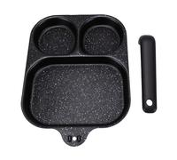 Holigie 3 in 1 padella divisa antiaderente per colazione (Nera) | con manico resistente al calore, teglia separata per cucinare in