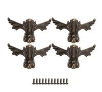 Holigie 4 piece carved box feet set, zinc alloy bat shaped scratch retro style suitable for antique wooden boxes furniture wooden jewelry box corner guards