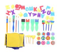 Holigie 57pcs spugne pennello per le lettere kit di timbro disegno giocattoli di grembiule per la sicurezza non arte spazzole in schiuma artigiane set per i più piccoli apprendimento per