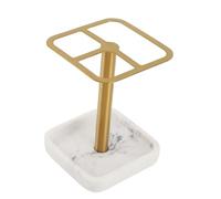 Holigie Portaspazzolino, Portaspazzolino a Tre Slot in Acciaio Inossidabile 304 con Base in Stile Marmo, Portaspazzolino per Bagni Vanity Hotel Controsoffitto (Oro)