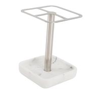 Holigie Portaspazzolino, Portaspazzolino a Tre Slot in Acciaio Inossidabile 304 con Base in Stile Marmo, Portaspazzolino per Bagni Vanity Hotel Controsoffitto (Argento)