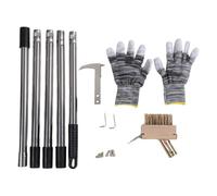 Holigie Set di Attrezzi per diserbo 2 in 1 con Manico Lungo Regolabile da 63 Pollici, Spazzola per diserbo in Acciaio Inossidabile e Kit di Strumenti a Gancio per Il marciapiede del