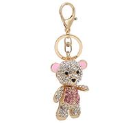 Holigie Tasta chiave porta chiave decorativa deliziosa portachiavi elettroplati con strass per orso per le donne ragazze scintillanti piccolo accessorio di moda derato leggero