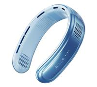 Holigie Ventilatore da collo, ventilatore indossabile da collo regolabile a cinque core silenzioso ricaricabile tramite USB per dieci volte per freddo per attività all'aperto, campeggio, (Blu)