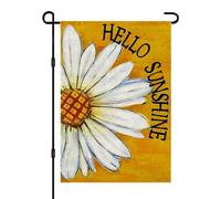HOLIHIFI Bandiera da giardino floreale primaverile estiva per esterni, 30,5 x 45,7 cm, Hello Sunshine Margherita, verticale, su entrambi i lati, piccole bandiere stagionali in iuta per decorazioni da