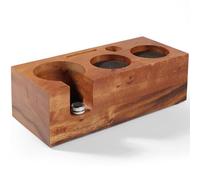 HOLIHOKY Tamperstation 51 mm/54 mm, supporto in legno di noce, tamping Station per accessori barista, 51 mm, 54 mm, con cuscino in silicone, altezza regolabile