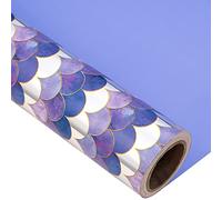Holijolly rotolo di carta da imballaggio reversibile - mini rotolo - 43,9 cm X 10m - sirena viola con glitter metallic foil design (4,39 metri quadrati)