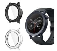 Holilo 2 Pièces Cover Protettiva Compatibile con Nothing CMF Watch Pro 2, PC Custodia Rigida con Vetro Temperato, AntiGraffio Custodia Protettiva paraurti Shell Antiurto - Nero + Trasparente