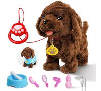 Holilo Cagnolino che Abbaia e Cammina, Scondinzola e Abbaia, Include Giocattoli Interattivi come Guinzaglio, Ciotola per il cibo e Pettine, Peluche Cane Robot, Regalo Bambina 2 3 4 5 Anni