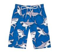 Holimaid Costume da bagno per ragazzi ad asciugatura rapida, pantaloncini da spiaggia con coulisse per nuoto e bagno, Squalo blu, 10-11 Anni