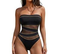 Holipick, Costume da bagno intero senza spalline da donna, modello a fascia, sexy, con inserti in rete e effetto contenitivo