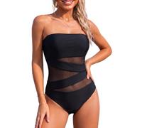 Holipick, Costume da bagno intero senza spalline da donna, modello a fascia, sexy, con inserti in rete e effetto contenitivo