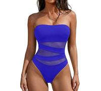 Holipick, Costume da bagno intero senza spalline da donna, modello a fascia, sexy, con inserti in rete e effetto contenitivo