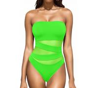 Holipick, Costume da bagno intero senza spalline da donna, modello a fascia, sexy, con inserti in rete e effetto contenitivo