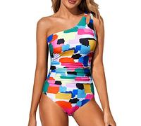 Holipick Costume da Bagno Monopezzo per Le Donne Tummy Control Costumi da Bagno Modesto Copertura Completa Keyhole Swimwear, Blocco di Colore., S