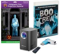 HoliScapes® AtmosFX Boo Crew - Kit proiettore USB + proiettore + schermo olografico grigio grande da 14,9 x 22,9 cm, per proiezioni di Halloween