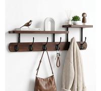 Holiwe Appendiabiti da parete con ripiano, 6 ganci, bambù, colore legno naturale, design moderno, per corridoi, guardaroba e camera da letto