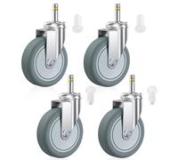 HOLKIE Ruote per mobili pivotanti da 100 mm, Set di 4 Ruote pesanti TPR, 11 x 35 mm (diametro dello stelo 11 mm, lunghezza dello stelo 35 mm), carico 370 kg