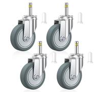 HOLKIE Ruote per mobili pivotanti da 75 mm, Set di 4 Ruote pesanti TPR, 11 x 35 mm (diametro dello stelo 11 mm, lunghezza dello stelo 35 mm), carico 300 kg