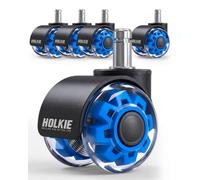 HOLKIE Ruote sedia ufficio per Parquet Nucleo Blu 11MM rotelle sedia ufficio Gomma Resistenti Ceramica Diversi Tipi di Pavimenti Set di 5 da Gioco Ufficio Scivola Senza Graffi e Silenzioso