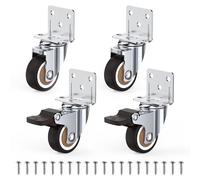 HOLKIE Set di 4 Rotelle per Mobile 32 MM con Piastra di Montaggio a L Nessuna Marcatura Ruote Girevoli con Cuscinetti Carico Fino a 45 KG Ideale per Tavolini,Credenza,Mobiletto,Culle (con 2 Freno)