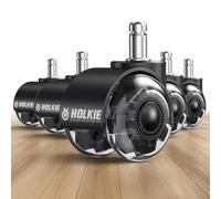 HOLKIE Set di 5 Ruote per Sedia da Ufficio 11x22mm - Rotelle in Morbida Gomma per Parquet e Pavimenti Duri - Silenziose e Anti-Graffio - Ricambi Universali per Sedie Ufficio Nero