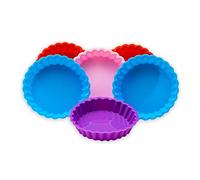 HolKitchen® Set di 6 stampi per crostata in silicone - Stampo mini quiche - Tortiera crostata piccolo - 100% BPA free - Stampo per crostata - Tortiera per crostata silicone riutilizzabili (Set di 6)