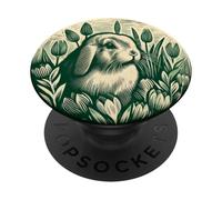 Holland Lop Coniglio Coniglio Botanico Vintage Fiore Artistico PopSockets PopGrip Adesivo
