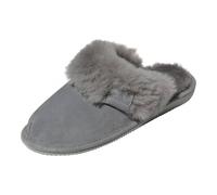 Hollert Donna Merino Pantofole IN Pelle Di Agnello Malibu Grigio Vera