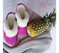 Hollert Donna Pantofole IN Pelle Di Agnello Malibu Fucsia Vera Pecora