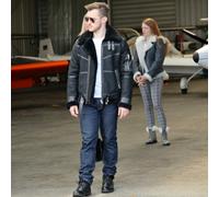 Hollert Uomo Giacca IN Pelle Di Agnello B16 Modello 7 Nero Vero Merino Pelo