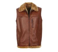 Hollert Uomo Gilet Pelliccia di Agnello Firminius Con Colletto Marrone Castagna