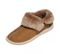 Hollert Uomo Pantofole IN Pelle Di Agnello Canada Cognac Merino Pelliccia Scarpe