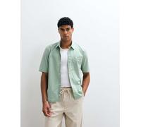 Hollister - Camicia a maniche corte verde a quadri micro con grafica S