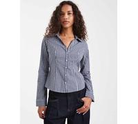 Hollister - Camicia a maniche lunghe stile Y2K stretta in vita blu a quadretti M