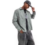 Hollister - Camicia giacca in denim verde medio slavato sovratinto XL