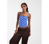 Hollister - Canottiera double-face blu a pois con scollo squadrato XS