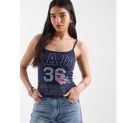 Hollister - Canottiera double-face blu navy a fiori XXL