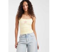 Hollister - Canottiera double-face gialla con stampa di fiore piccola-Giallo M