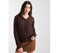 Hollister - Cardigan in maglia a trecce marrone stile anni Y2K con cappuccio XL