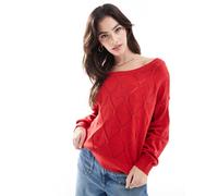 Hollister - Maglione rosso con spalle scoperte e motivo con fragole XS