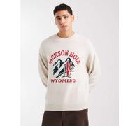 Hollister - Maglione squadrato bianco con fondo aperto e motivo sci S