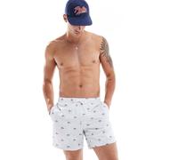 Hollister - Pantaloncini da bagno azzurri con bandiera americana stampata-Blu XXL