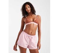 Hollister - Pantaloncini del pigiama rosa a quadri stile boxer con orlo con volant L