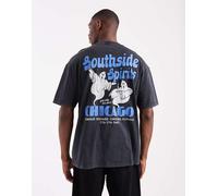 Hollister - T-shirt a maniche corte ampia nera con stampa di fantasmi-Nero S